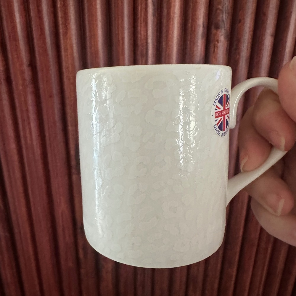 Roy Kirkham Mug White Leopard‎ Print Fine Bone China Made in England Cream Ivory - Picture 4 of 8